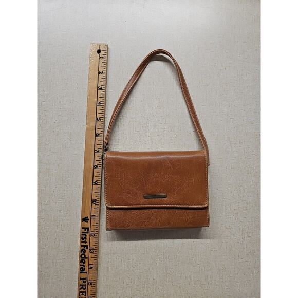 Vtg Nine West Brown Faux Leather Wristlet Micro Mini Bag Kiss Me Change purse - Picture 10 of 11